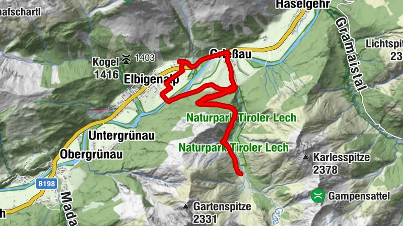 Mit dem E-MTB von Elbigenalp, Richtung Griesbachalm
