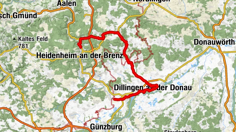 Vom Härtsfeld ins Donautal- 65-75 km, 240 hm