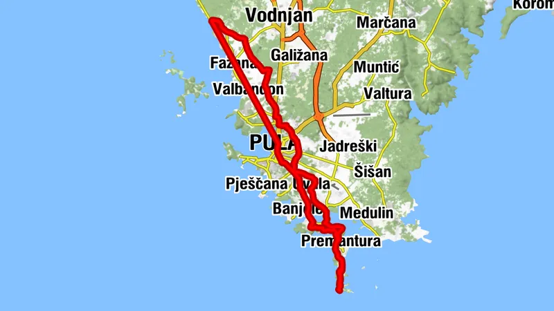 Peroj Portic-rt Kamenjak-Pula-ob obali Peroj Portic