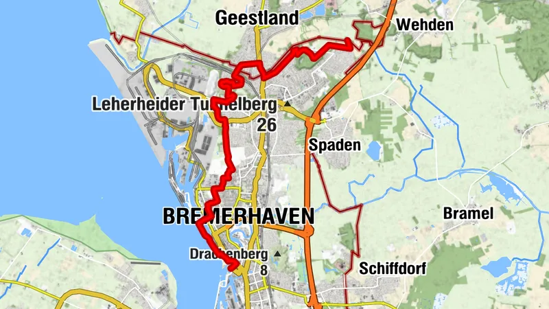 E9 – Etappe Bremerhaven – Angepasste Route