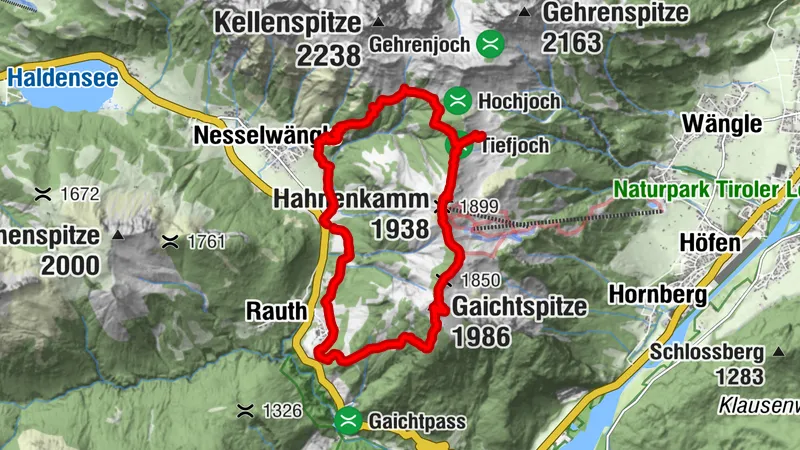 Gaichtspitze, 1986 m, Hahnenkamm, Schneetalalm, Nesselwängle Wandern