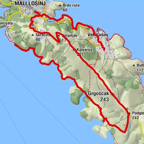Veli Losinj- Mali L. - Berg Grigoscak - Bucht Balvanida- Birko