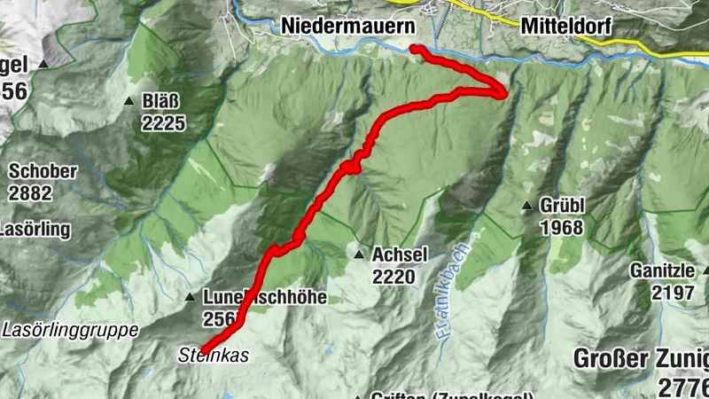 Radroute neu - Merschenalm bis Parkplatz