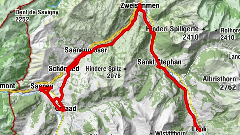 Lenk-Gstad-Saanen-Lenk, Oberland/Schweiz