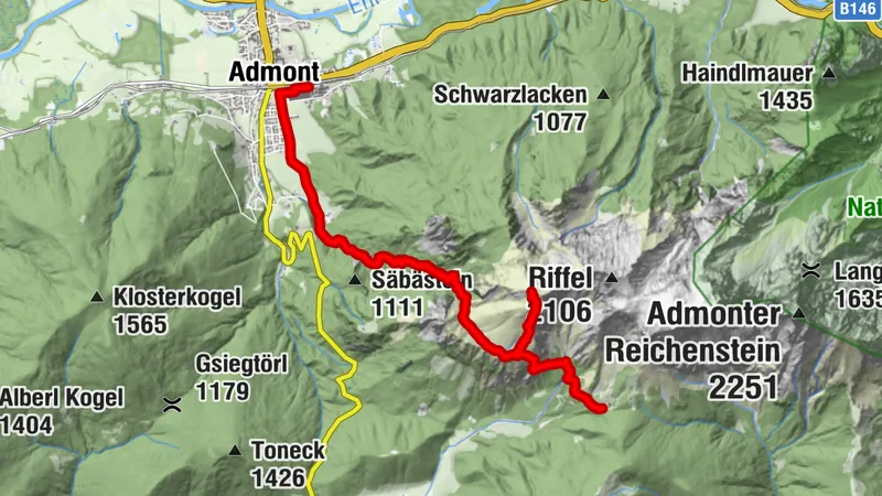 Katastralgemeinde Krumau - Kreuzkogel - Kematen - Katastralgemeinde Admont