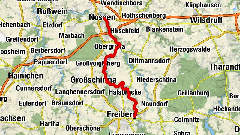 Mulderadweg - Abschnitt Freiberg bis Nossen (Freiberger Mulde)