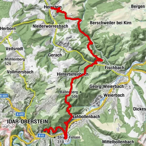 Subida Saar-Hunsrück - 13ª etapa: Idar-Oberstein (casco antiguo) - Fischbach - Herrstein