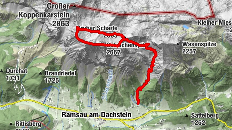 Scheichenspitze 2.667m, Hohe Rams 2.551m, Hohe Gamsfeldspitze 2.665m & Niedere Gamsfeldspitze 2.604m via Ramsauer Klettersteig