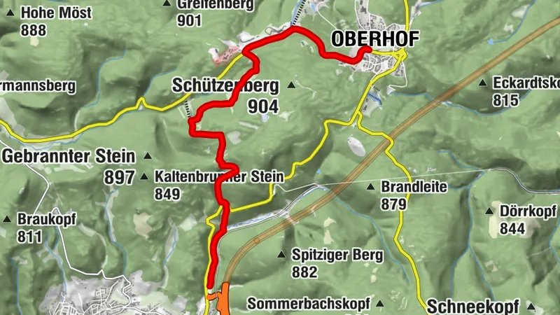 Ruta de senderismo - hacia las instalaciones deportivas de Oberhof - Zella Mehlis - Bosque de Turingia